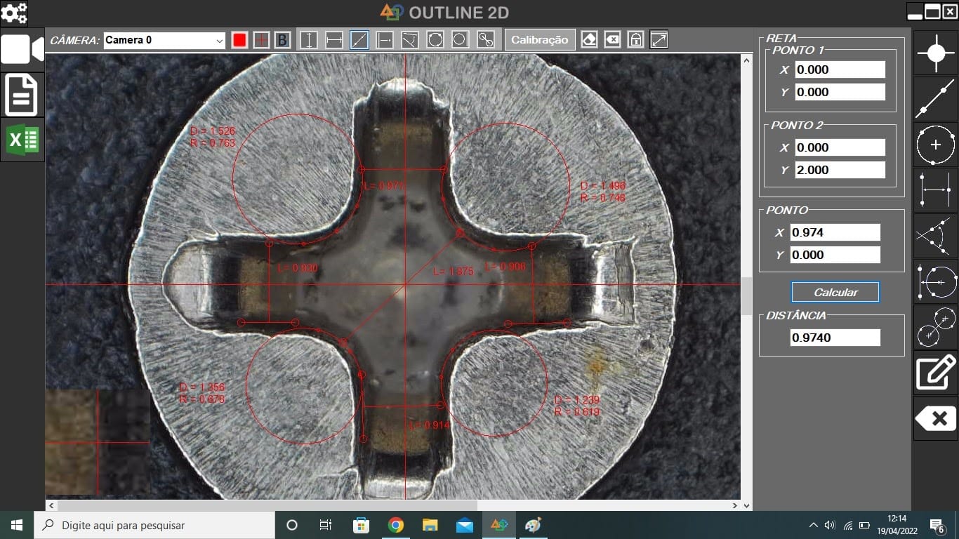 Medição Frontal no Software